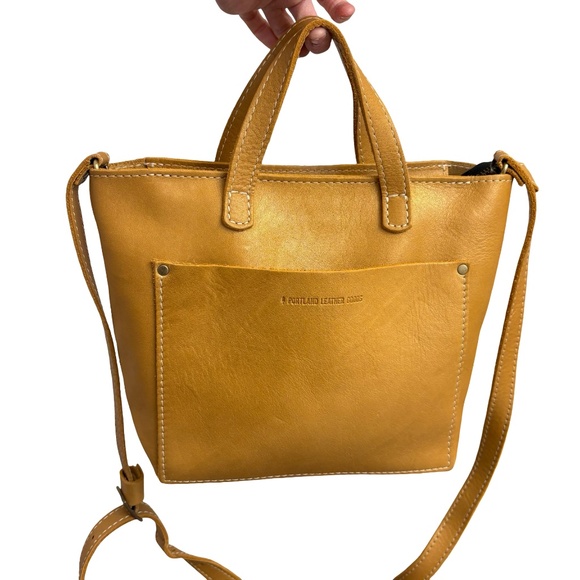 Portland leather RARE honeycomb mini crossbody tote bag yellow gold leather